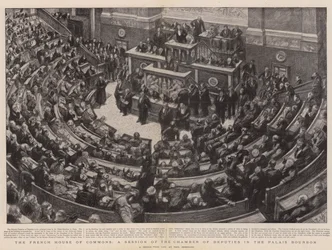 Das französische Unterhaus, eine Sitzung der Abgeordnetenkammer im Palais Bourbon